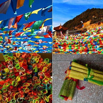 27x15 см 1 комплект 20pcs тибетски будистки молитвените знамена 5 различни цветове Тъкани от полиестер, декоративен флаг в тибетски стил