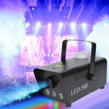 Противотуманная машина с дистанционно управление мощност 500 W, led RGB лампа, диджейская диско-димна машина за парти, сватба, Хелоуин, панорамен ефект, туманообразователь