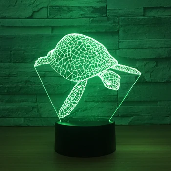 Нова настолна лампа костенурка 3D colorful touch led visual за изпращане на подаръци на семейството, приятели и съученици, сензорен USB 3D лека нощ