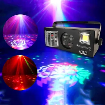 Светодиоден стробоскоп Gobo 4в1, лазерен лъч, DJ, осветление, етап светлини за дискотеки, подходящ за семейни партита, клуб, управление с помощта на DMX