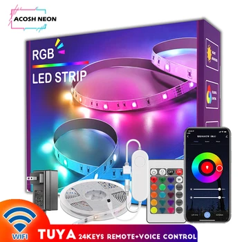 SASHA RGB Led Лента С дистанционно управление 12 В luces LED WIFI гъвкава led лента 20 М водоустойчив музикална синхронизация светодиодна лента за домашно стая