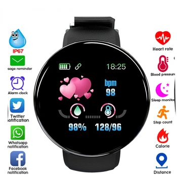 Смарт часовници D18, монитор на сърдечната честота, фитнес тракер, мъжки и женски смарт гривни, водоустойчиви спортни смарт часовници за Android и Ios