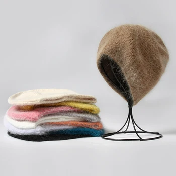 VISROVER, 10 цвята, обикновен зимни шапки с кроличьим кожа, дамски косата си дълга, Топла шапка, Ежедневни висококачествена мека, приятна на допир, подарък