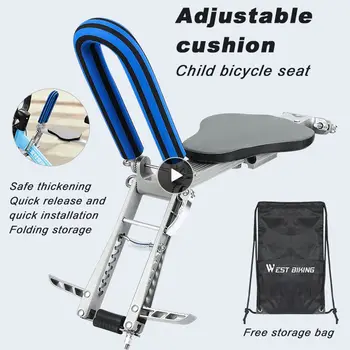 Регулируемо кормило предна детско седло от алуминиева сплав, сгъната на велосипеди детска седалка за планински велосипед, удобно детско на седлото на мотора
