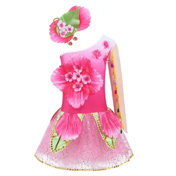 TiaoBug/рокля-пакетче с 3D цветен окото на едното рамо за момичета, модерен танцов костюм за балните танци салса